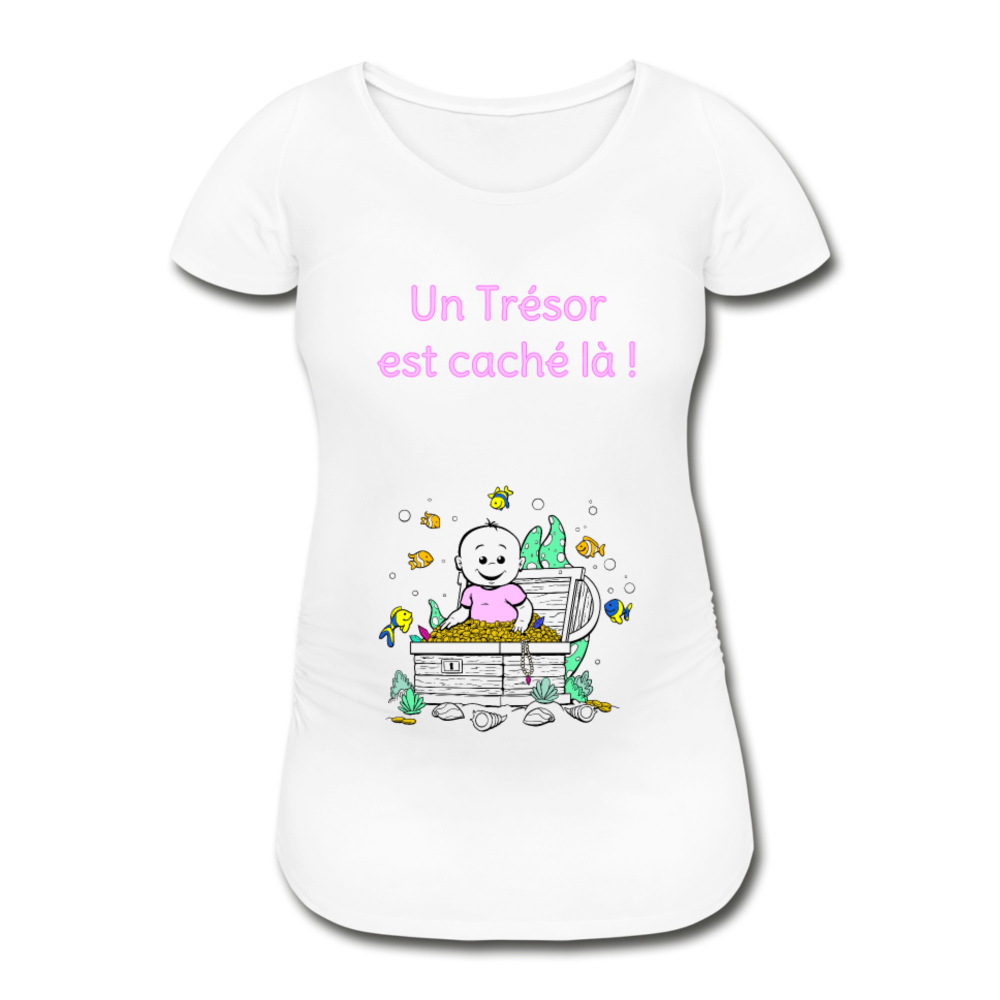 Trésor Précieux – Un Trésor est caché là ! – Dessin Rose - T-shirt Blanc - white