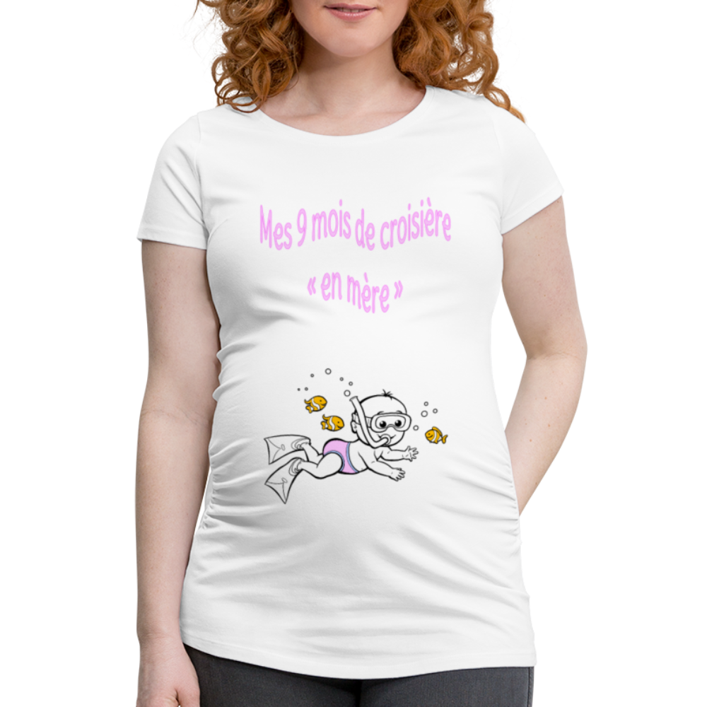 Super Nageur – Mes 9 mois de croisière – Dessin Rose - T-shirt Blanc - white