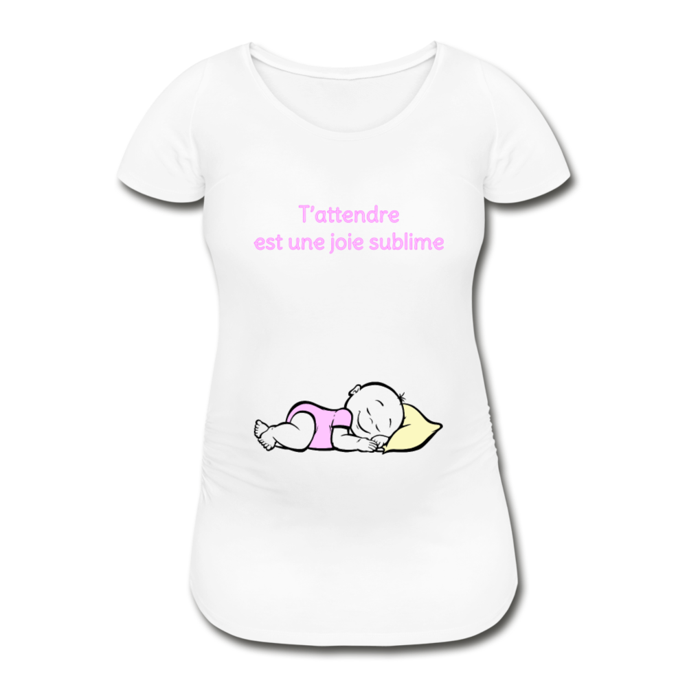 Doux Rêveur – T’attendre est une joie sublime – Dessin Rose - T-shirt Blanc - white