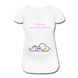 Doux Rêveur – T’attendre est une joie sublime – Dessin Rose - T-shirt Blanc - white