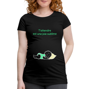 Doux Rêveur – T’attendre est une joie sublime – Dessin Vert - T-shirt Noir - black