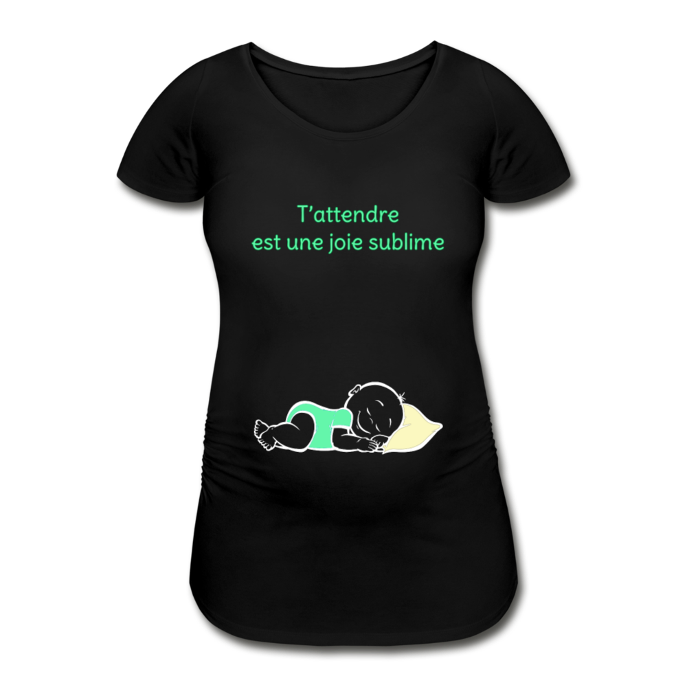 Doux Rêveur – T’attendre est une joie sublime – Dessin Vert - T-shirt Noir - black