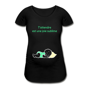 Doux Rêveur – T’attendre est une joie sublime – Dessin Vert - T-shirt Noir - black