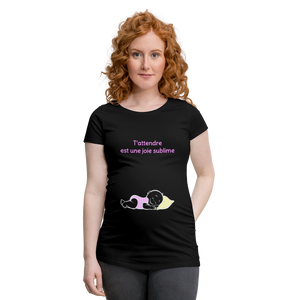 Doux Rêveur – T’attendre est une joie sublime – Dessin Rose - T-shirt Noir - black