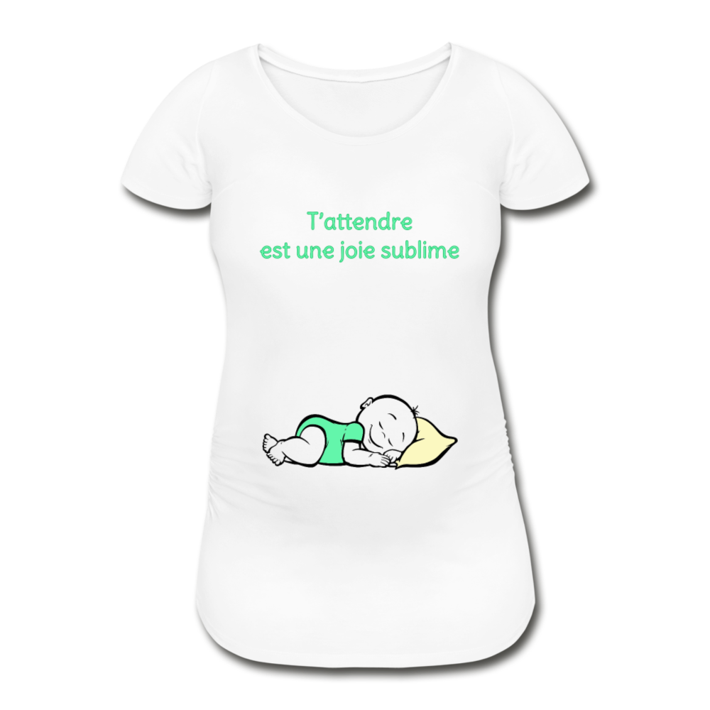 Doux Rêveur – T’attendre est une joie sublime – Dessin Vert - T-shirt Blanc - white