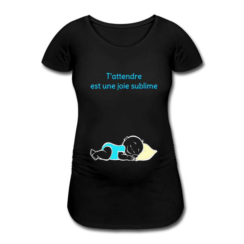 Doux Rêveur – T’attendre est une joie sublime – Dessin Bleu - T-shirt Noir - black