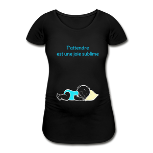 Doux Rêveur – T’attendre est une joie sublime – Dessin Bleu - T-shirt Noir - black