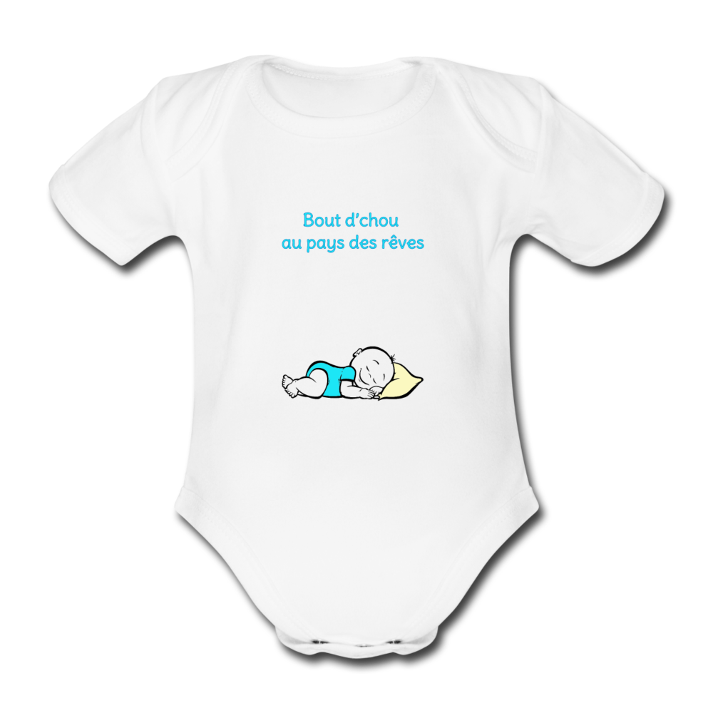 Organic Short-sleeved Baby Bodysuit - blanc