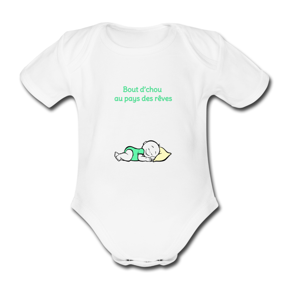Organic Short-sleeved Baby Bodysuit - blanc